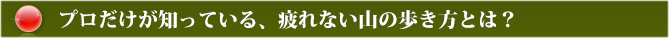 プロだけが知っている、疲れない山の歩き方とは？